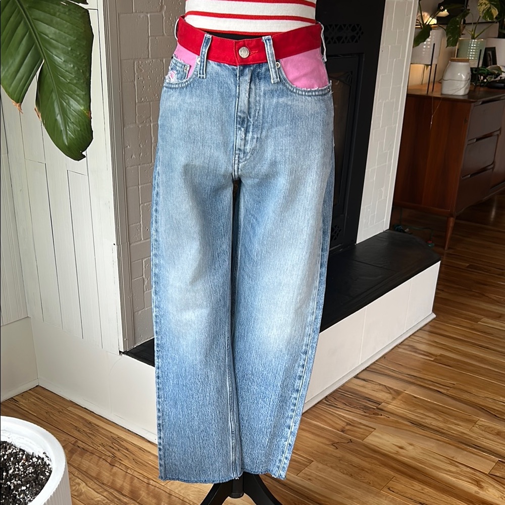 Calvin Klein Jeans Straight Leg - Blue with Red and Pink Accents